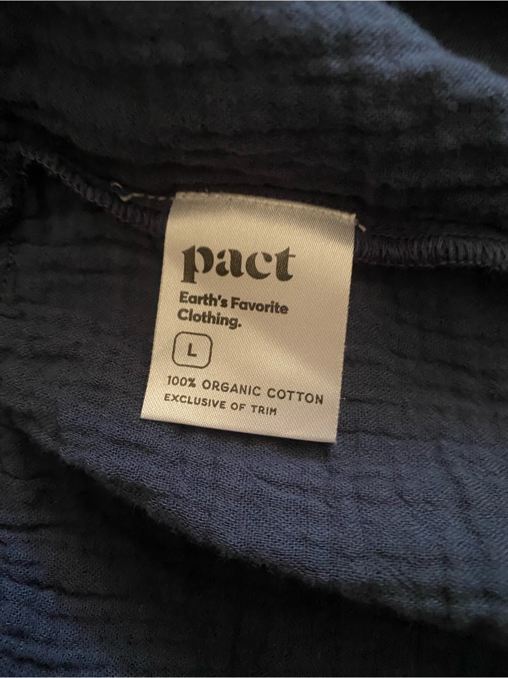 Pact Organic Cotton Coastal Double Gauze Breezy Dress French Navy size L - Picture 11 of 14